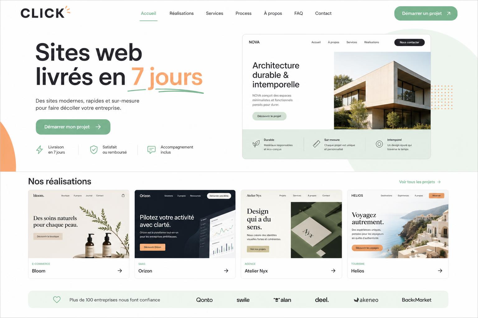 Aperçu d'un site web créé par CLICK